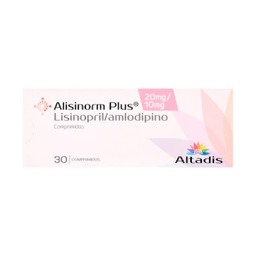 Alisinorm Plus Lisinopril + Amlodipino 20mg/10mg Altadis Caja x 30 Comprimidos  