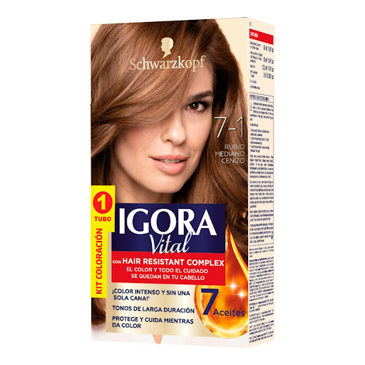 Tinte Igora Vital 7-1 Rubio Mediano Cenizo Caja x 1 und