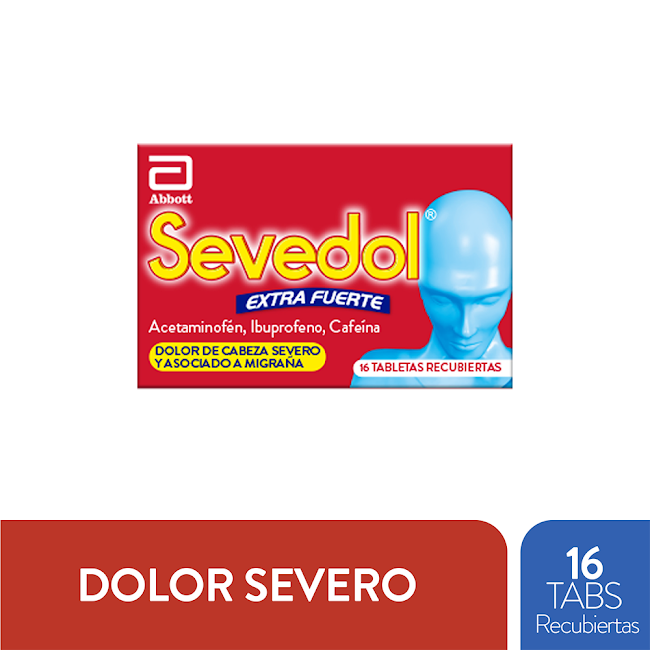 Sevedol Extrafuerte Acetaminofén + Ibuprofeno + Cafeína Caja x 16 Tabletas  