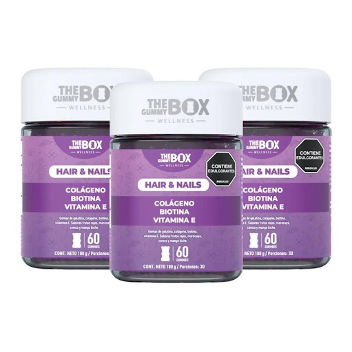 Colágeno y Biotina con Vitamina E en gomitas x3 THE GUMMY BOX TARRO X 60 GOMITAS x 3 undefined