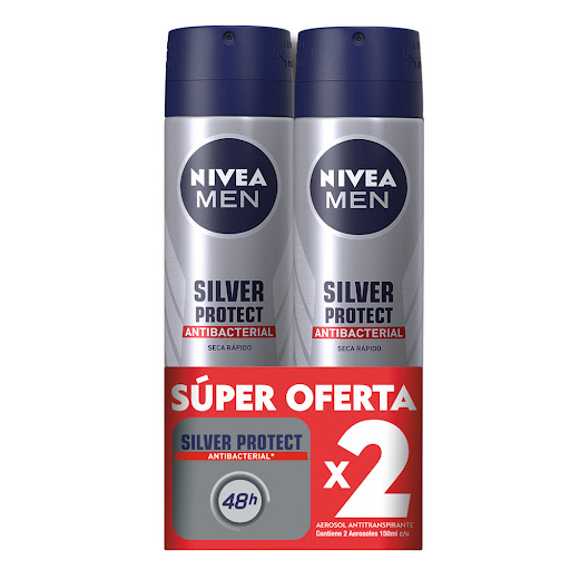 Desodorante Nivea Men Silver Protect Aerosol 150 ml x 2 und