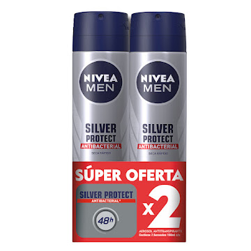 Desodorante Nivea Men Silver Protect Aerosol 150 ml x 2 und  
