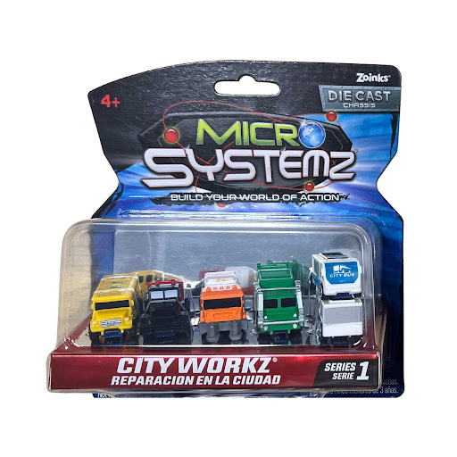 Pack x 5 Carros City Workz Micro Systemz Micro Systemz Caja x 5 ĦConstruye tu propio mundo de acción con el Pack X5 Carros City Workz Micro Systemz! Este set incluye cinco vehículos en miniatura con detalles realistas y chasis de metal fundido. Perfecto para los p