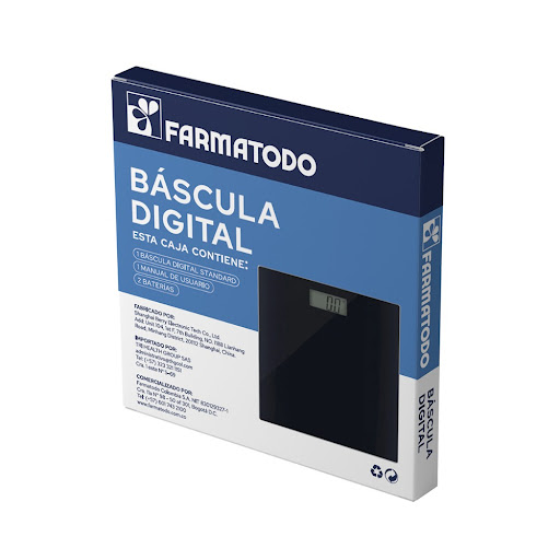 Báscula Digital Farmatodo En Vidrio Color Negro Caja x 1 und