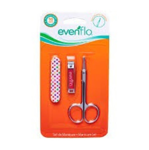Set de Manicure para Bebe Rosado -  Evenflo Evenflo Blister x 3 Und El estuche de Set de Manicure contiene 1 Tijeras, 1 Lima y 1 Cortaúñas.
Tijeras de acero inoxidable con punta redondeada para la seguridad de tu bebé.
Lima suave para las uñas blandas.
Cortaúñas tamañ