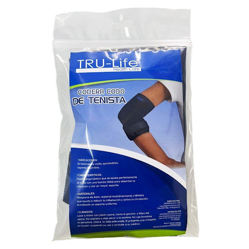 CODERA CODO DE TENISTA UNIVERSAL  TRULIFE Bolsa x 1 Banda elaborada en neopreno perforado, distal al codo con refuerzos circulares y cierres de contacto