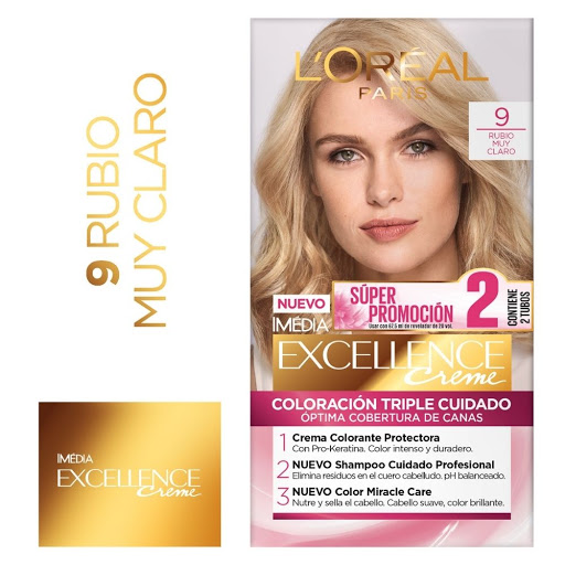 Tinte Excellence Doble Tubo Tono Rubio Muy Claro 9 x 47 gr