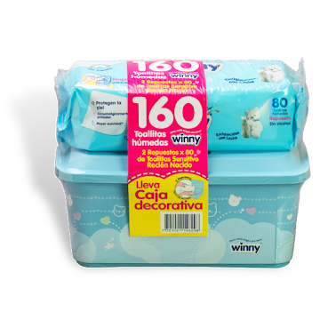Toallitas Húmedas Winny Sesitive Recién Nacido + Gratis Caja x160 und  