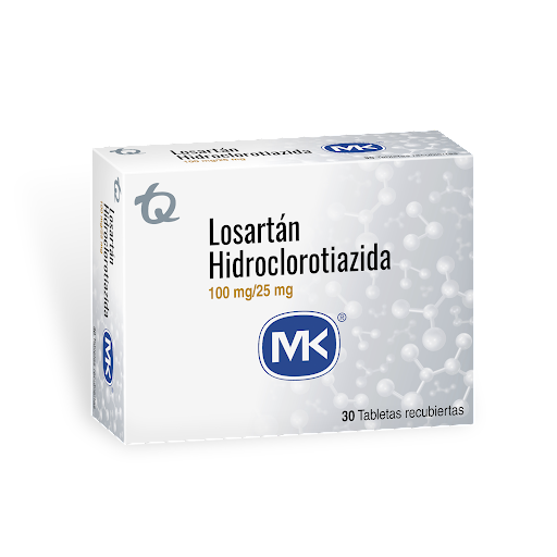 Losartan Hidroclorotiazida 100mg/25mg MK Caja x 30 Tabletas