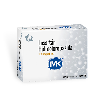 Losartan Hidroclorotiazida 100mg/25mg MK Caja x 30 Tabletas  