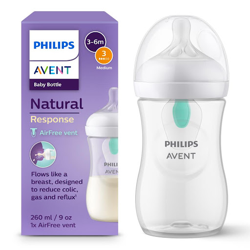 Tetero Avent Natural 3.0 Airfree de 9oz Tetina 1m+ Caja x 1 und