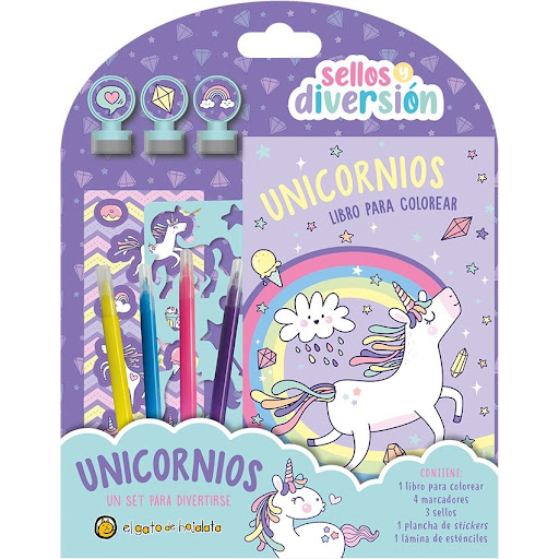 Libro El Gato de   Hojalata Sellos y Diversión Unicornios x 1 und