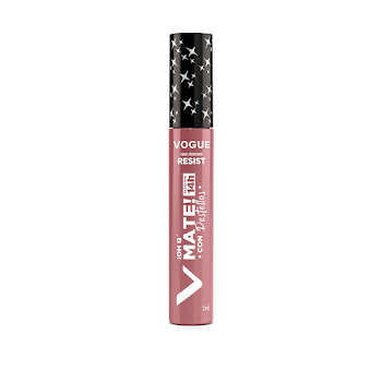 Labial Vogue Resist Mate Con Destellos Tono Radiante Tubo x 3 ml  