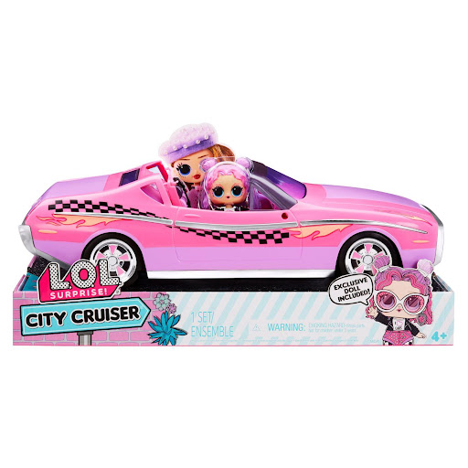 Set LOL Surprise - Carro City Cruiser con Muñeca Exclusiva LOL Caja x 1 ĦViaja con estilo con el Set Carro City Cruiser de L.O.L. Surprise! Este increíble set incluye un coche deportivo de dos plazas en colores rosa y morado, con un acabado retro moderno que destaca en la