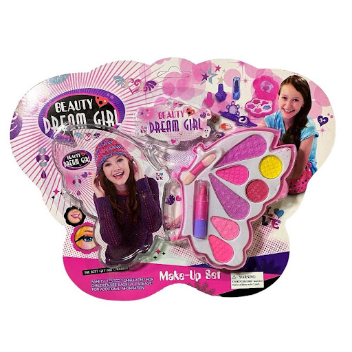 Maquillaje Mariposa Mediana Dream Girl Blister Plasticos Asociados  x 1 Este set de maquillaje es ideal para que los niños exploren su creatividad y disfruten del juego imaginativo con productos seguros y fáciles de lavar. Con rubor, brillo de labios y sombra de ojos, pod