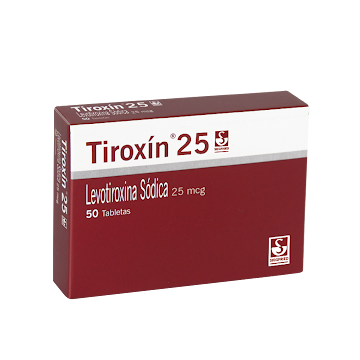 Tiroxín Levotiroxina Sódica 25 mcg Siegfried Caja x 50 Tabletas  