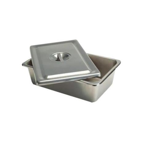 CUBETA DE 23 X12X4 CON TAPA Corazón Médico  x 1 Recipiente de acero inoxidable con tapa, diseñado para el almacenamiento y transporte de instrumental médico. Su material resistente garantiza durabilidad y fácil limpieza.
