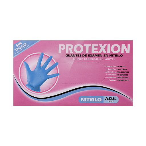 Guantes Nitrilo Protexion Para Examen Azul Talla L x 100 und