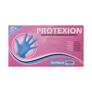 Guantes Nitrilo Protexion Para Examen Azul Talla L x 100 und  
