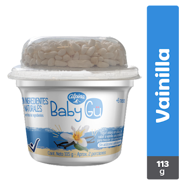 Yogurt Baby Gu Alpina Natural Con Cereal Sabor Vainilla +6meses Sin Azúcar x 105 gr  