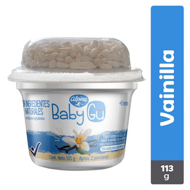 Yogurt Baby Gu Alpina Natural Con Cereal Sabor Vainilla +6meses Sin Azúcar x 105 gr  