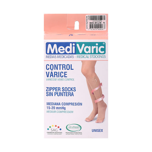 Medias De Compresión Graduada Unisex Medivaric 15-20 Beige Talla S x 1 und