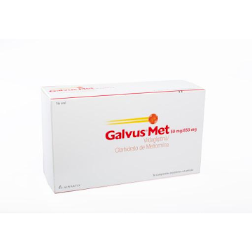 Galvus Met Vildagliptina + Clorhidrato Metformina 50mg/850mg Novartis Caja x 56 Tabletas  