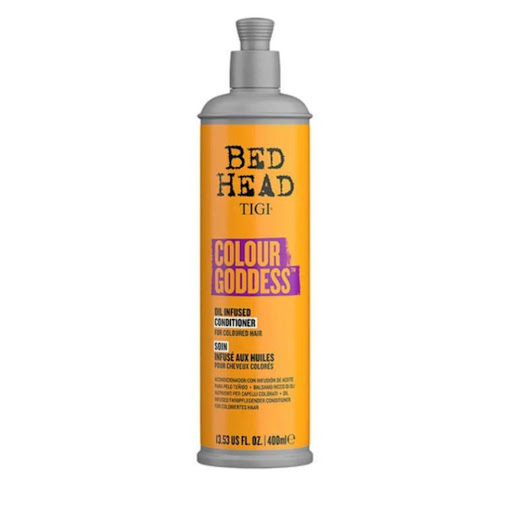 Acondicionador protector de color Colour Goddess 400 ml TIGI Caja x 1 Protege y prolonga la intensidad del color en cabellos teñidos. Nutre profundamente con aceites y vitaminas, sellando la cutícula para mantener un brillo vibrante y una textura sedosa por más tiempo.