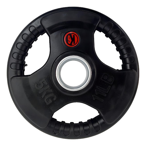 Disco 2" K6 Multiagarre Encauchetada 5 kg  K6 FITNESS CAJA x 1 Este disco combina durabilidad y versatilidad, asegurando un rendimiento excepcional en los ejercicios.Ideal para incrementar la resistencia en barras olímpicas o para realizar ejercicios de entrenami