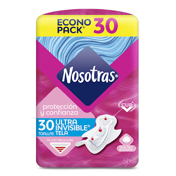 Toallas Higiénicas Nosotras Natural Ultrainvisible Tela Paquete x 30 und  