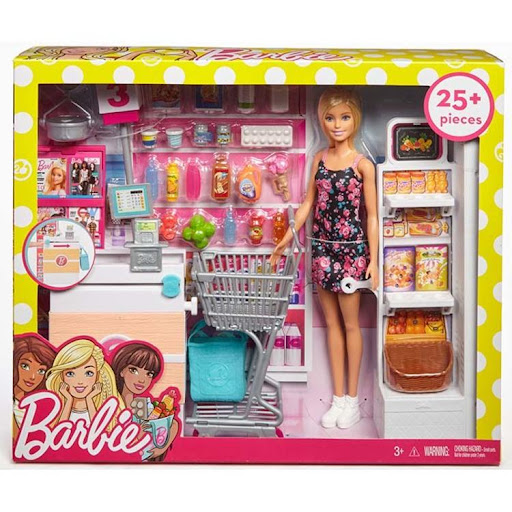 Barbie Día De Compras Con Muñeca Barbie  x 1 El Barbie Día de Compras con Muñeca permite a los niños explorar el mundo del supermercado de una manera entretenida y dinámica. Con un carrito de compras, una caja registradora con cinta transportado