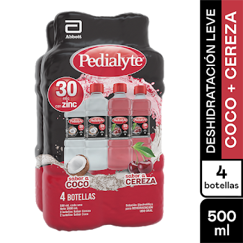 Pedyalite Suero Oral Zinc Pack x 4 Botellas de 500 ml  
