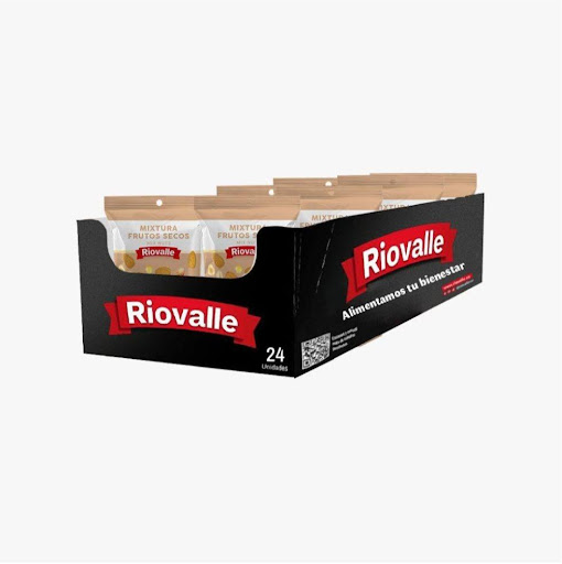 Mixtura de Frutos Secos Riovalle  X 35 Gr Megamarket Bolsas Doypack x 24 Mixtura de Frutos Secos RIOVALLE X 35 Gr, combinación equilibrada de nueces seleccionadas, crocantes y listas para consumir. Snack práctico y energético, ideal para llevar y disfrutar en cualquier mom
