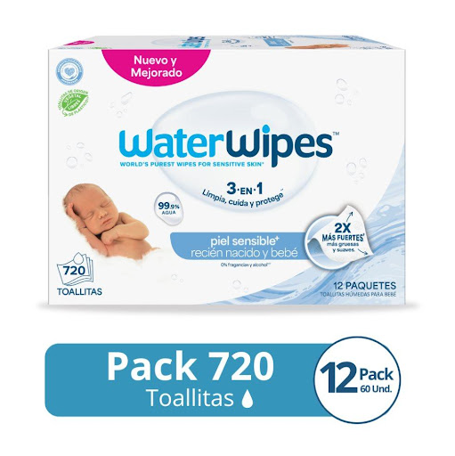 TOALLITAS HÚMEDAS SIN ALCOHOL WATERWIPES X720 UND.  WATERWIPES CAJA X 720 UND x 720