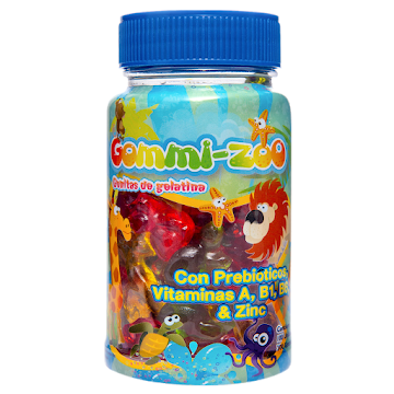 Gommi Zoo Vitamina C, A, B1, B6, Zinc y Prebióticos Frasco 300 gr  