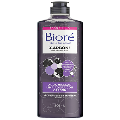Agua Micelar Biore Limpiadora Con Carbón x 300 ml