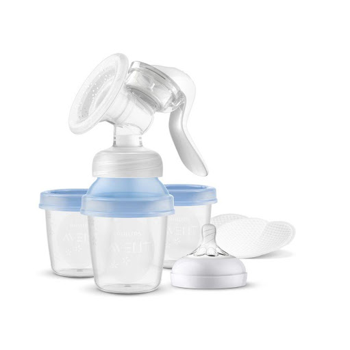 Extractor De Leche Materna Manual Con 2 Protectores Mamarios 3 Vasos, 1 Adaptador,1 Tetina Avent Caja x 7