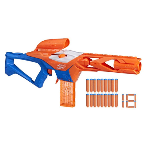 Lanzador Nerf N Series Pinpoint Nerf  x 1 Es un juguete diseñado para ofrecer precisión y rendimiento en batallas emocionantes. Este lanzador cuenta con un clip con capacidad para 10 dardos y viene acompañado de 18 dardos de espuma de la líne