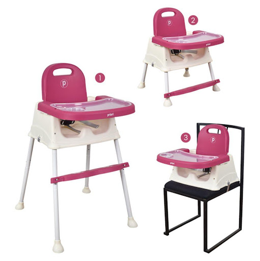 Silla de Comer Bebe 3 en 1 Priorí Navy Rosa PRIORI Caja x 1