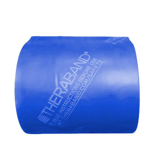 Theraband Para Ejercicio Blue Rollo Theraband UN x 4500 Banda de resistencia nivel Azul (media-alta), ideal para rehabilitación progresiva, fortalecimiento muscular y entrenamiento deportivo exigente. Su presentación en rollo permite cortar longitudes pe