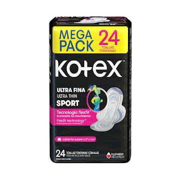 Toallas Femeninas Kotex   Sport Ultradelgadas x 24 Und  