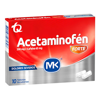 Acetaminofén Forte + Cafeína 500mg/65mg Mk Caja x 10 Tabletas  