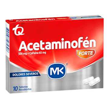 Acetaminofén Forte + Cafeína 500mg/65mg Mk Caja x 10 Tabletas  