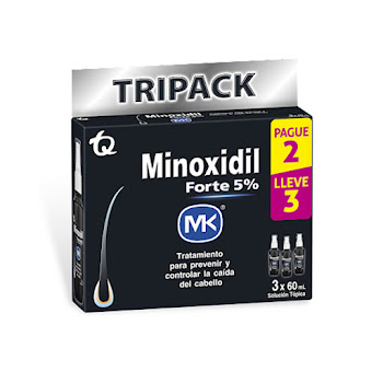 Minoxidil Forte Minoxidil 5% MK 60 ml Caja x 3 und  
