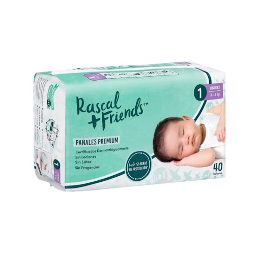 Pañales Rascals Baby Talla-1 Bebé de 3 a 5 Kg por 40 Unds Rascals Baby Paquete x 40 Pañales Rascal + Friends, el pañal con el mejor desempeño! Los padres no somos sabios, serenos y no lo tenemos todo resuelto, pero si sabemos que la vida es lo suficientemente complicada para tener qu