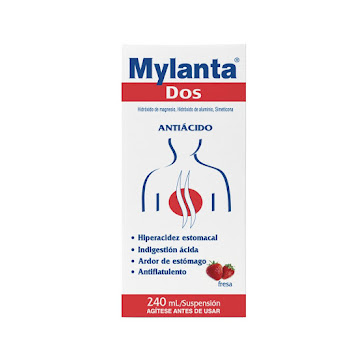 Mylanta Dos Hidróxido de Magnesio + Hidróxido de Aluminio 8g/8g Sabor Fresa Suspensión x 240 ml  