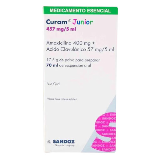 Curam Junior Amoxicilina + Ácido Clavulanico 400mg/57mg Sandoz Frasco x 70 ml