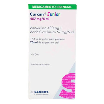 Curam Junior Amoxicilina + Ácido Clavulanico 400mg/57mg Sandoz Frasco x 70 ml  