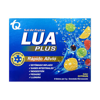 Sal de Frutas Lua Plus Bicarbonato de Sodio + Simeticona 0.1gr/2.83gr TQ Caja x 8 Sobres  
