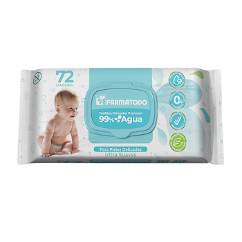 Toallitas Húmedas   Farmatodo Bebé Premium 99% Agua x 72 und  